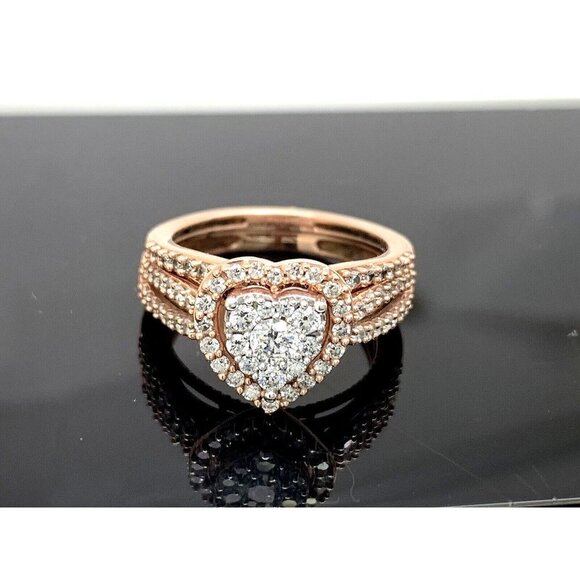 Wedding Set Lab Grown Diamond 3/4ctw 10k Rose Gold Engagement Ring Band Size 5